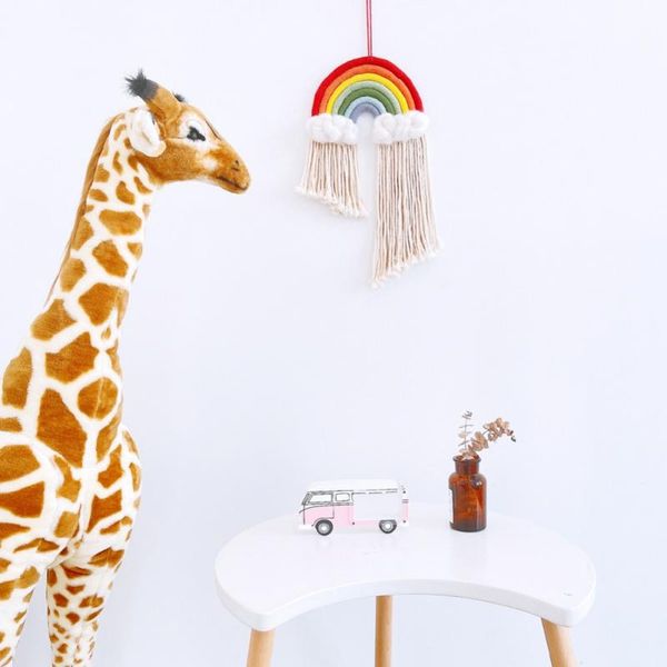 

decorative objects & figurines product decoration large long rainbow wall hanging, colorful handmade rope woven tassel art bedroom