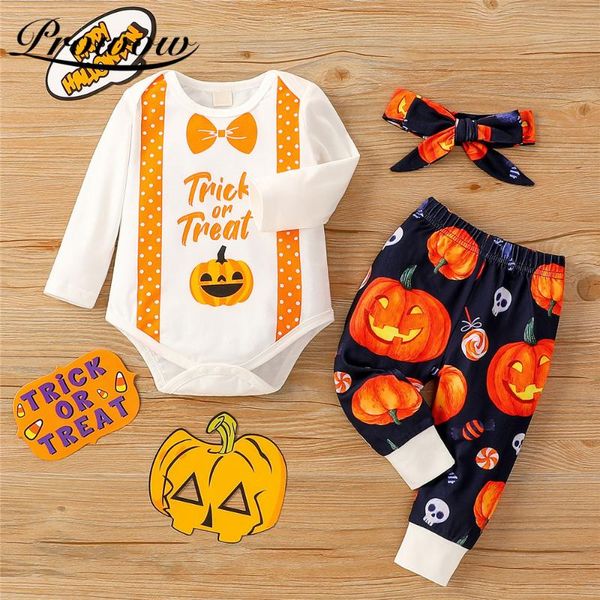 

clothing sets prowow 2021 baby halloween costume born bobysuit+pant+headband set pumpkin clothes holiday party kids boys, White