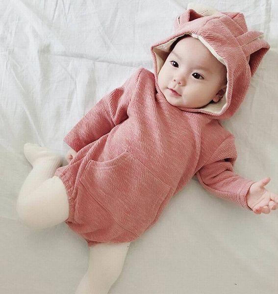 

rompers wholesale rabbit stereoscopic ears bodysuit for baby girl body born knit long sleeve jumpsuit 6 9 12 24m e8046 o241, Blue