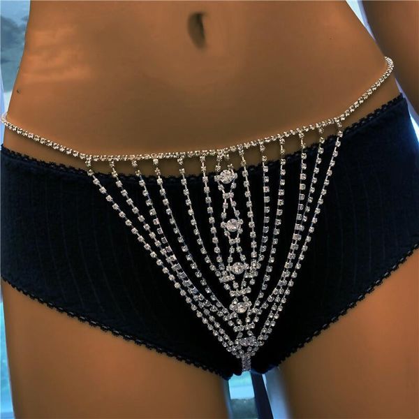 

fashion body chain rhinestone underwear features flash diamond nightclub clothing bikini, Silver