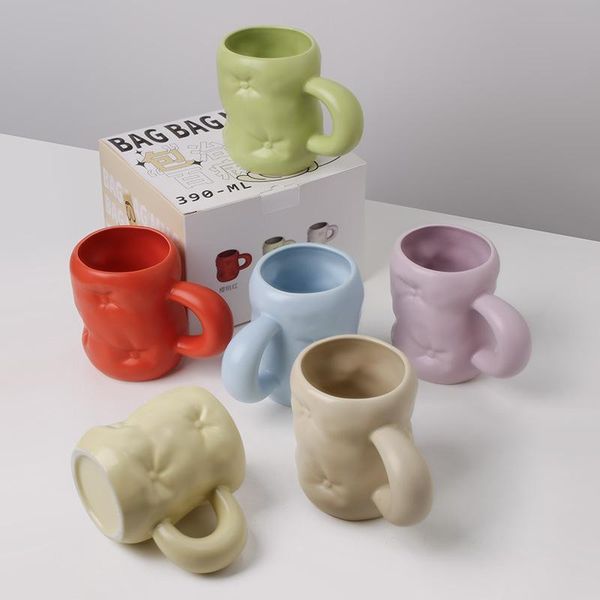 

mugs 390ml nordic cute bag shape handmade fat handle creative mug personalized ceramic water cup for coffee tea milk cake home decor