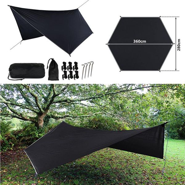 

outdoor multi-function canopy waterproof sunscreen tent light and moisture-proof mat hammock shade tents shelters