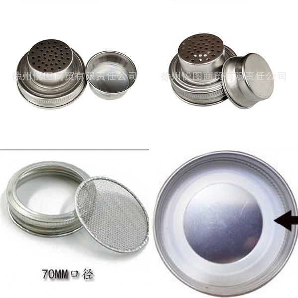 

stainless steel mason jar lid silicone sealing 304 plug 70mm caliber shaker lids rust proof drinkware cover ho