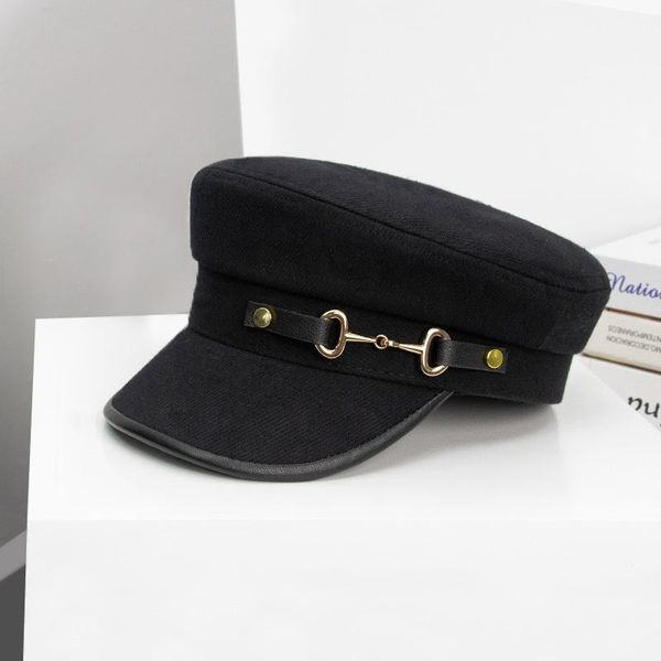 

berets autumn women hats flat leather buckle men navy hat casual fashion decoration retro sboy gorras para mujer, Blue;gray