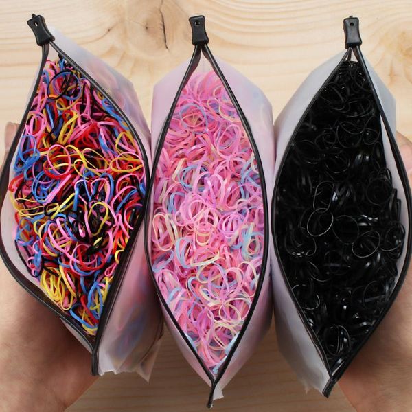 

1000/2000 pcs/pack colorful disposable hair bands girls elastic rubber band scrunchie ponytail holder ring accessories, Slivery;white