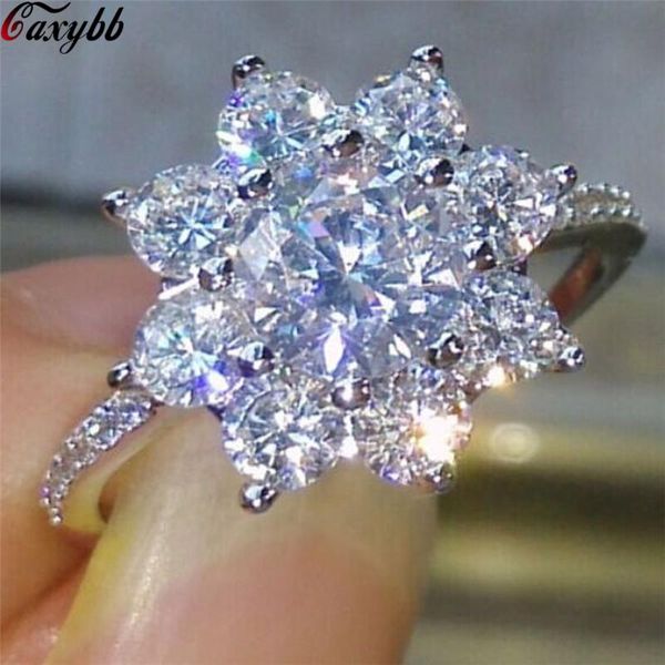 

wedding rings cz stone ring jewelry bague femme silver color cute sunflower crystal for women bijoux statement gift, Slivery;golden