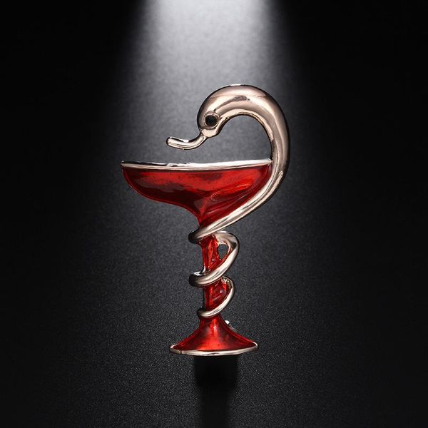 

pins, brooches special red trophy memorial cup with snake pins for women men kids gifts enamel gold-color alloy brooch jewelry, Gray