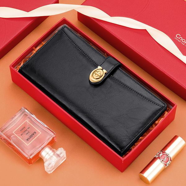 

new long real leather large capacity versatile handbag trend women's wallet