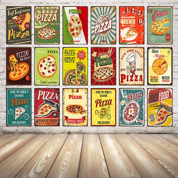 

fast food italian pizza menu metal painting tin sign kitchen home decor bar wall plaque 20*30 cm size dy26