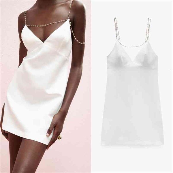 

za woman dress jewel strap white chic mini dresses fashion elegent v-neck backless hidden zip birthday party feminine dress, Black;gray