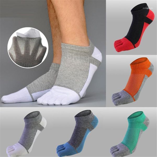 

men's socks 2021 casual compression sports soft fashion five finger toe ankle spring meias novelty running1, Black