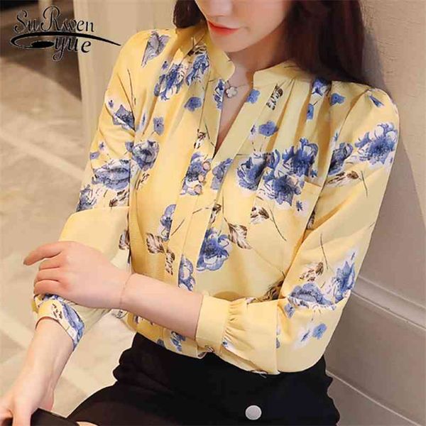

fashion woman blouses long sleeve print chiffon women blouse shirt ladies feminine blouses women shirt blusas z0001 40 210401, White