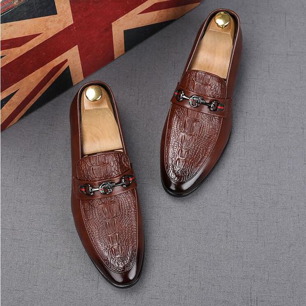 

luxury men casual shoe genuine leather men oxfords ladies flat loafers designers dress shoes eu39-44, Black