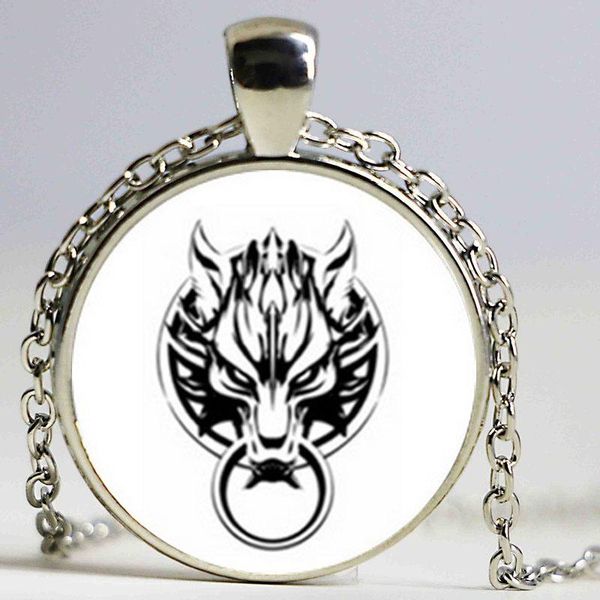 

fashion bronze chain pendant necklace final fantasy vii ff7 cloudy wolf glass picture necklaces, Silver