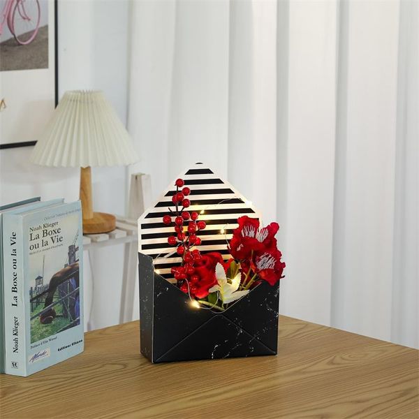 

envelope shaped flower gift wrap boxes for thanksgiving day marble cardboard paper packaging box for bouquet floral