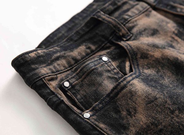 

men's jeans skinny s vintage cool distressed stretch slim fit straight denim biker hip hop streetwear 0777# qhqs, Blue