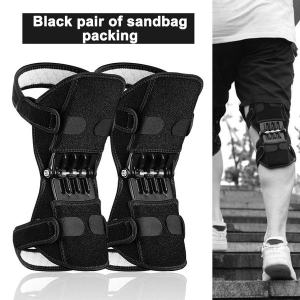 

lift knee pads protector accessories breathable powerful gym portable equipment joint support spring force elbow &, Black;gray