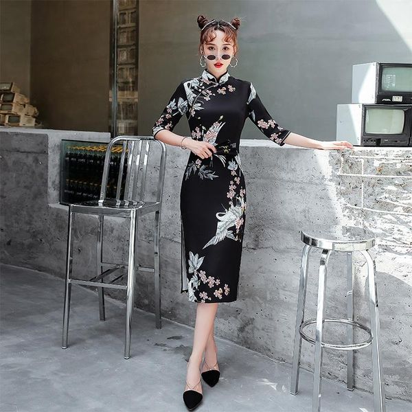 

ethnic clothing 2021 note chinese dress cheongsam cotton qipao sexy, Red