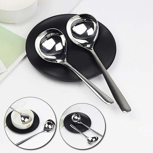 

stainless steel soup spoon deepen thickened large capacity tablespoon kitchen cooking tool for sauce, broth, gravy spoons