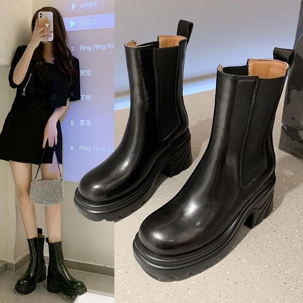 

boots sleeve single shoes women's brand platform fashion heels x877, Black