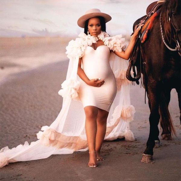 

wraps & jackets tulle bridal cape with ruffled long wedding cloaks coat capes wicca robe christmas hallowmas accessories bolero, White