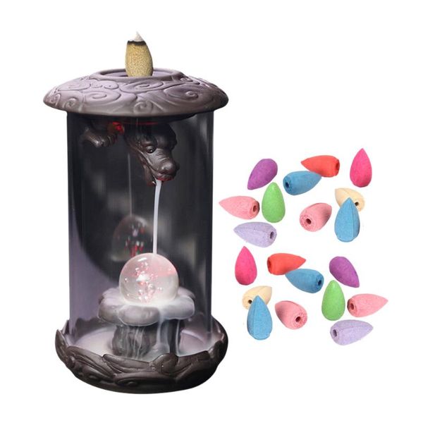 

fragrance lamps purple sand dragon backflow incense burner aroma smoke censer stress reliver home office teahouse decoration unique crafts g