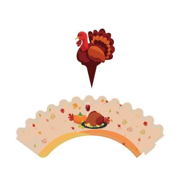 

other festive & party supplies 48pcs lovely cake wrappers baking decoration wraps insert cards dessert table decor for thanksgiving (assorte