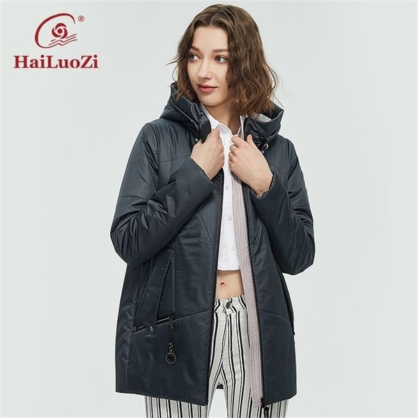

hailuozi women's autumn winter jackets zipper hooded women coat thin cotton fashion short warm outwear casual parka 38 211216, Black