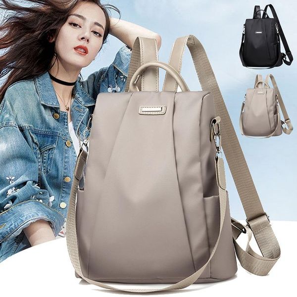 

backpack style 2021 women's casual nylon solid color school bag fashion detachable shoulder strap