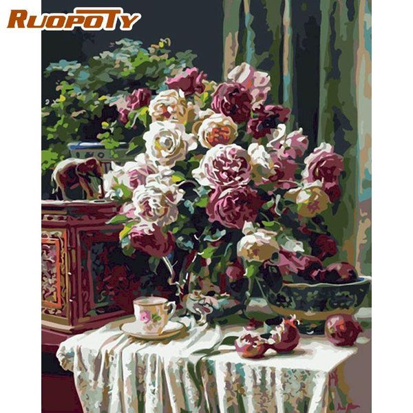 

paintings ruopoty frame europ flowers hand painted oil painting modern wall art picture for unique gift