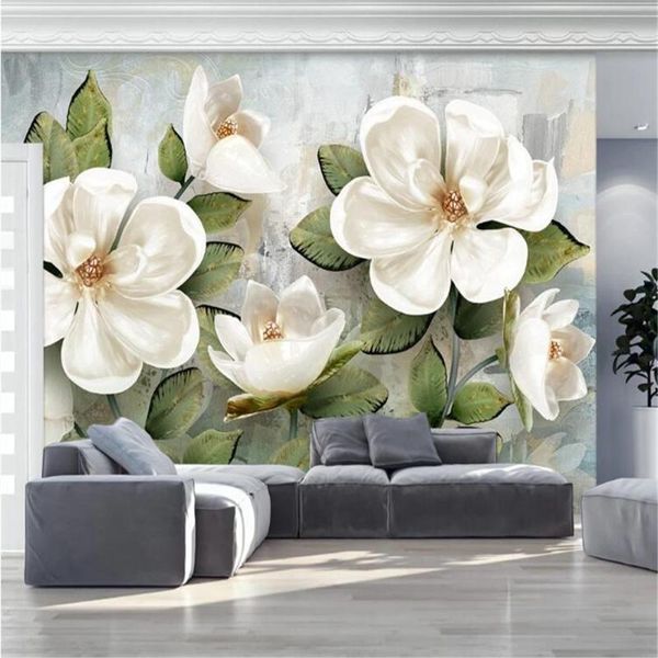 

wallpapers milofi customized large 3d wallpaper mural nordic three-dimensional relief magnolia flower modern minimalist tv background wall