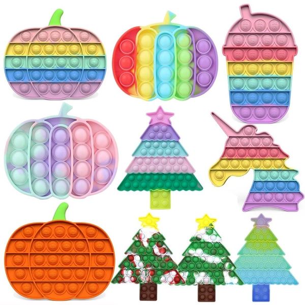 

christmas tree shape push up bubble kids fidget toy party favor pumpkin antistress hand squishy sensory toys 2021 new