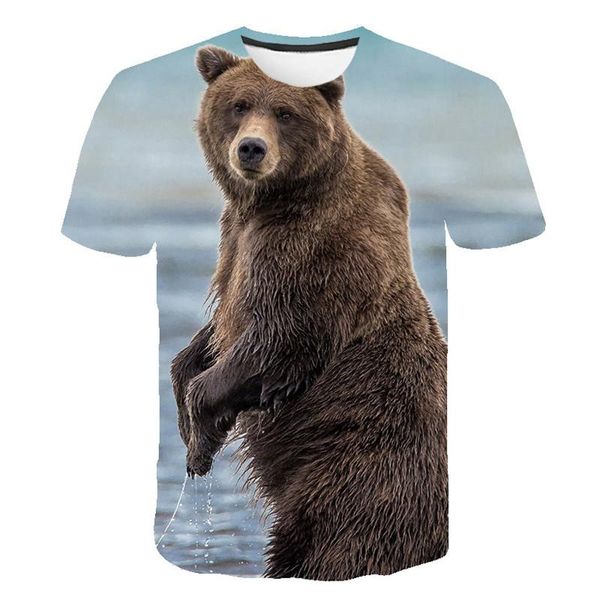 

men's t-shirts neue produkte herren casual t-shirt sommer 3d full printed bear series fashion rundhals kurzarm kleidung 603, White;black