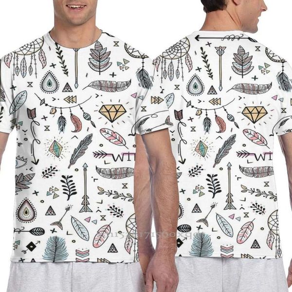 

men's t-shirts boho men t-shirt women all over print fashion girl t shirt boy tees short sleeve tshirt, White;black