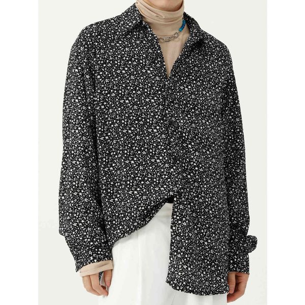 

men's casual shirts full print men korean fashion loose vintage long sleeve shirt male oversize streetwear dress blouse ngyz, White;black