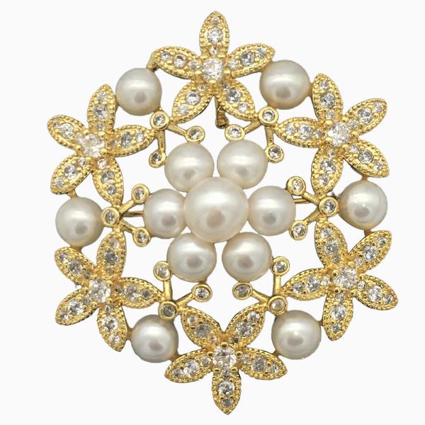 

pins, brooches lovely austria zircon inlay 4-6mm fw white pearl brooch scarf clips 03, Gray