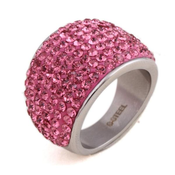 

wedding rings christmas gift gradient austrian crystal engagement rings/promise ring stainless steel charm jewelry, Slivery;golden