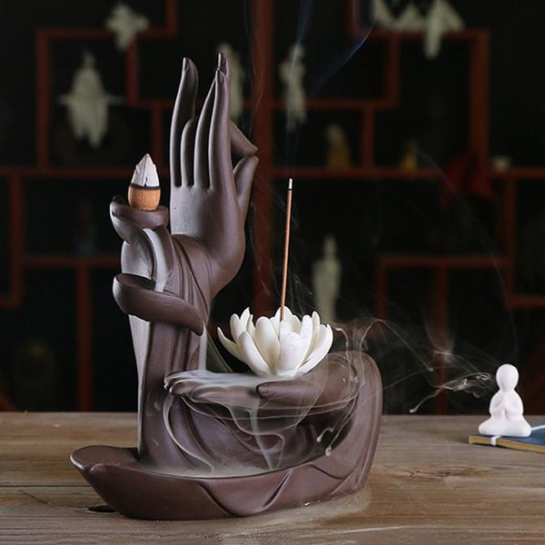 

fragrance lamps ceramic backflow incense censer buddha lotus cones stick holder home decor mjj88