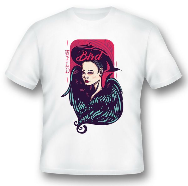 

black or white tee wild bird girl, White;black