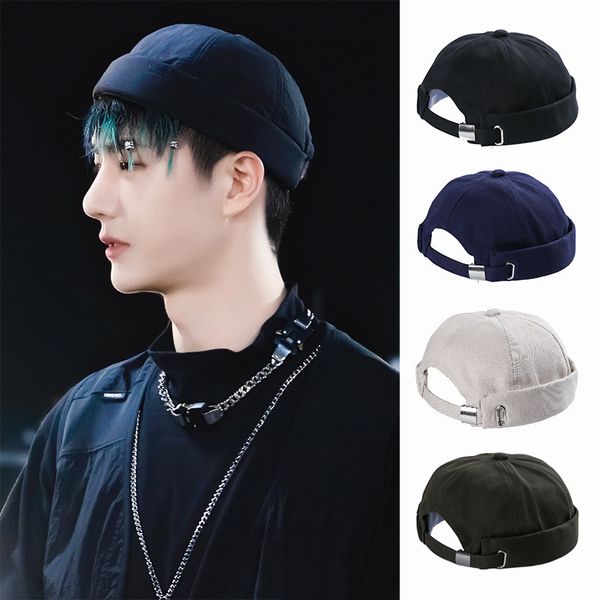 

wang yibo's same men's and fashion's trendy melon skin yuppie street lovers hip hop landlord hat, women's autumn winter, Blue;gray