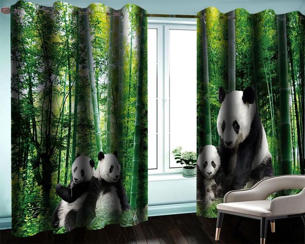 

3d beautiful bedroom curtain cute national treasure animal modern beautiuful window & drapes