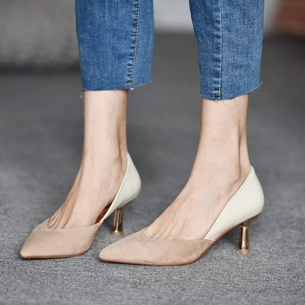 

dress shoes women heels brand fashion party pumps winter autumn point toe lady high metal wedding 2021, Black