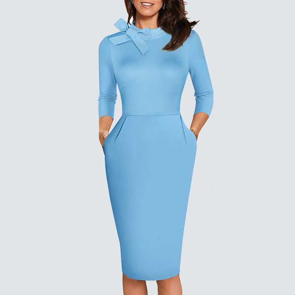 

dresses autumn elegant bow neck brief solid color morden work office lady pencil hb602, Black;gray