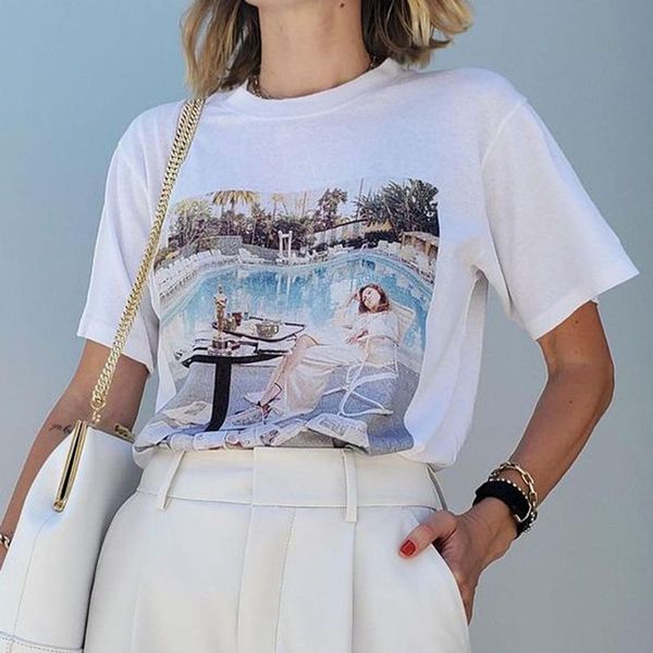 

women's t-shirt 2021 summer ab street white short sleeve simple pattern printing loose casual