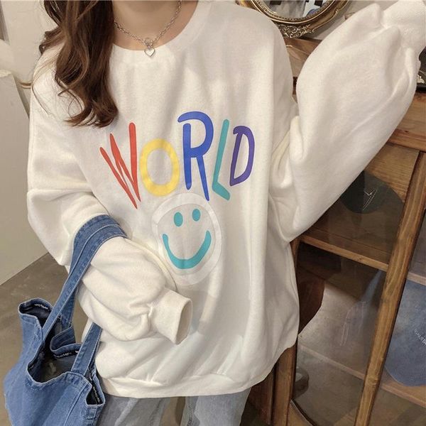

women's hoodies & sweatshirts cgc 2021 fashion cartoon printed sweatshirt women korean style cotton oversize long sleeve female street, Black