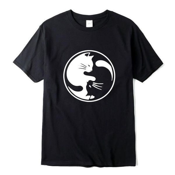 

men's t-shirts 2021 t-shirt 100% cotton fashion casual cute cat printed men t shirt knitted mens, White;black
