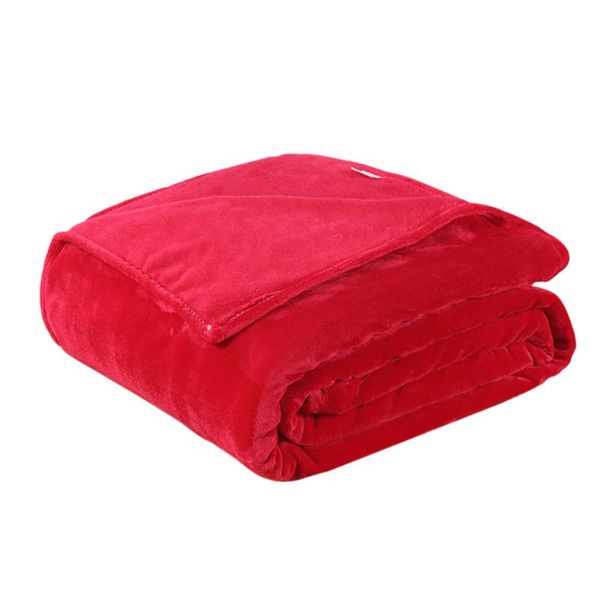 

blankets thick flannel fleece blanket lightweight warm bed 100x140cm (red)