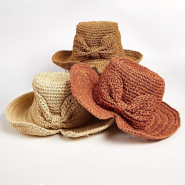 

wide brim hats 1pc beach hat bow sun straw floppy summer for women dome bucket shade, Blue;gray