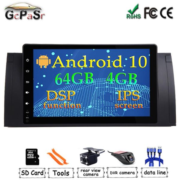 

car video dsp chip ips screen 9'' android 10 multimedia no dvd player for e39 e53 x5 m5, stereo radio bt wifi gps navigation