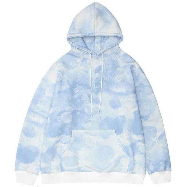 

men hip hop sweatshirt streetwear painting print pullover retrieve harajuku katoen casual trui hooded hoodie blue, Black